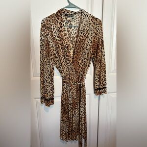 Women’s Leopard Print Silk Robe - Size S/M